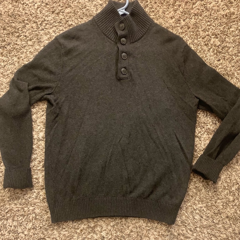 Mens Banana Republic Sweater Sz M Mock Turtle Neck Buttons Cotton, Nylon, Wool